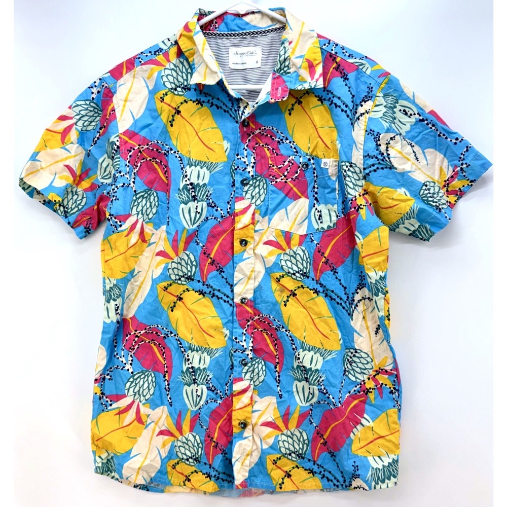 Tropical Jungle Leaf Button Up Shirt Sz S Resort Indie Summer Party Coastal